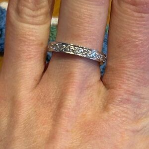Vintage 18k WG 1/2 eternity diamond band size 7.5-7.75